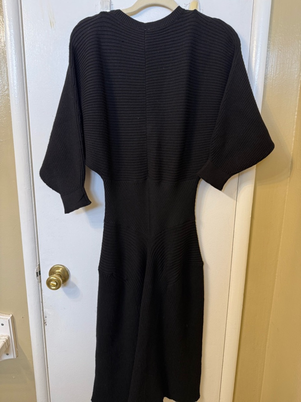 Anthropologie Black Smocked Waist Ribbed Sweater Dress Size M - Picture 12 of 13